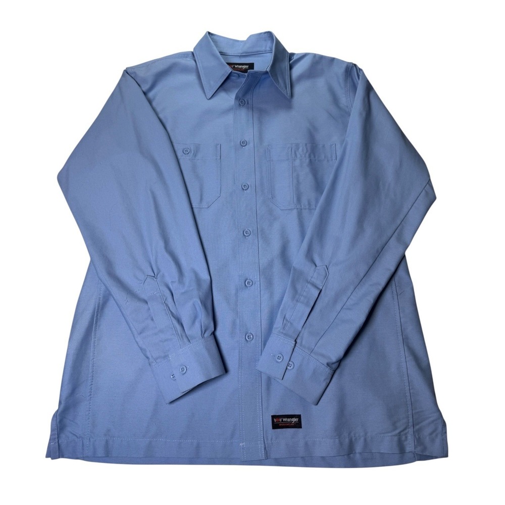Wrangler Workwear Large Light Blue Long Sleeve Button Down Utility Shirt